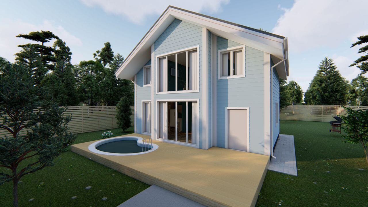 Проект каркасного дома: 121 м²