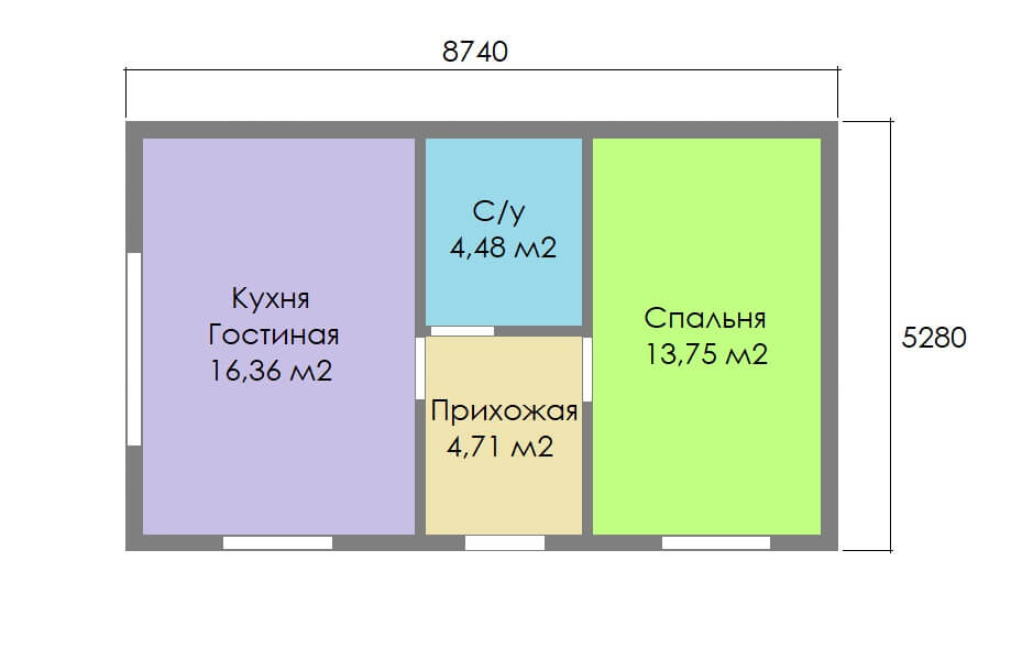 Проект каркасного дома 39 м2