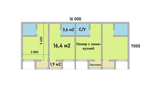 Проект гостиницы 185 м² на 8, 10 и 12 номеров с С/У в каждом номере