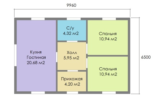 Проект каркасного дома 57 м2