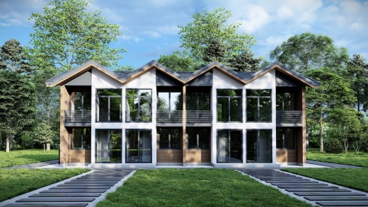 Проект гостиницы 185 м² на 8, 10 и 12 номеров с С/У в каждом номере