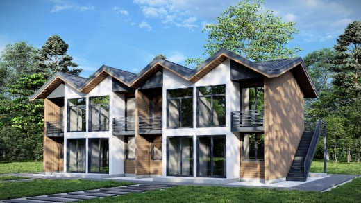 Проект гостиницы 185 м² на 8, 10 и 12 номеров с С/У в каждом номере